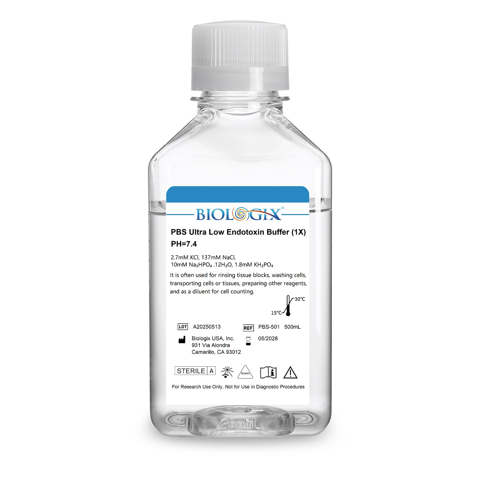 CryoKing Phosphate Buffered Saline 1X, Ultra-Low