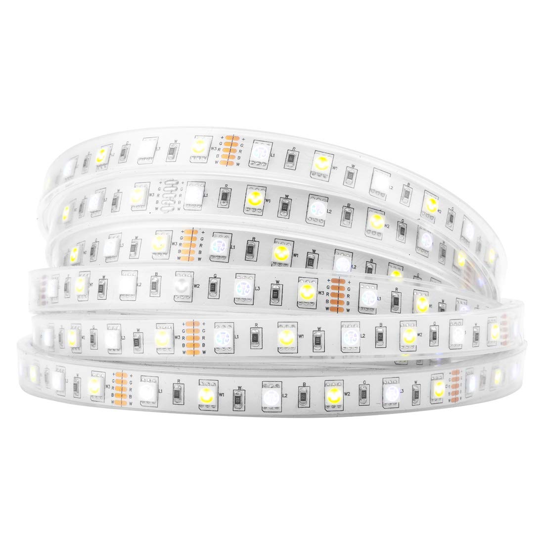 BTF-LIGHTING 5050 RGBW RGB+Cool White(6000K-7000K) 150RGB+150White LED 5m 16.4ft 60LEDs/m Multi-Colored LED Tape Lights IP67 Silicone Tube Waterproof FPCB DC12V for Bedroom Kitchen Home Decoration
