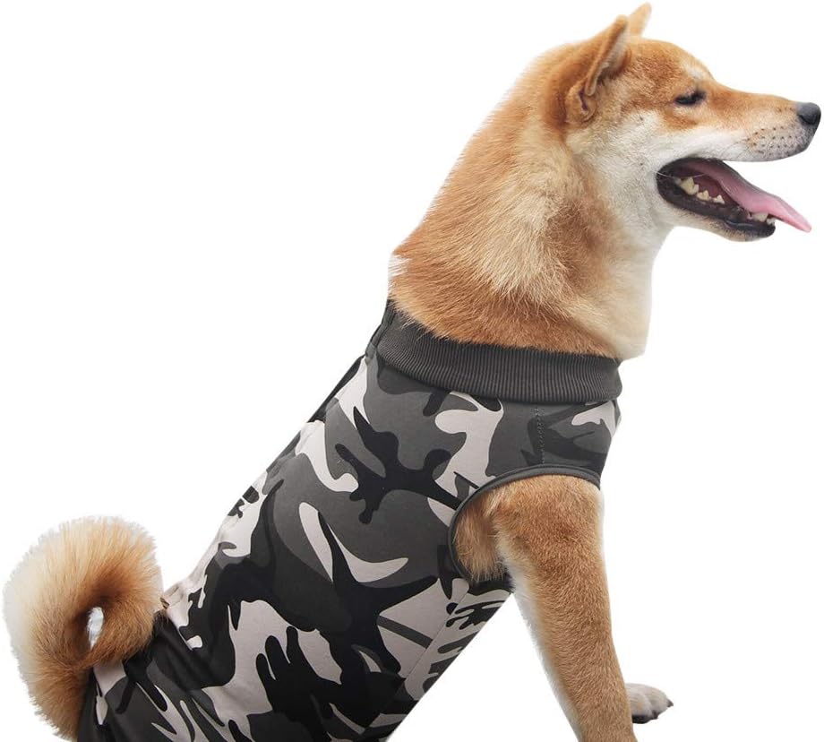 Abaimao Recovery Suit Dog, Camouflag Soft Dog Surgery Clothes Medical Pet Surgical Suit Dog Shirt Coat Vest (Camouflage,S)