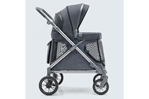 Familidoo Q1 Multi-Use Kids Wagon Stroller – Foldable, Lightweight & All-Terrain for Kids & Pets – 5-Point Safety Harness, Rain Cover & Compact Travel Design – Supports Up to 132 lbs (Charcoal Gray)