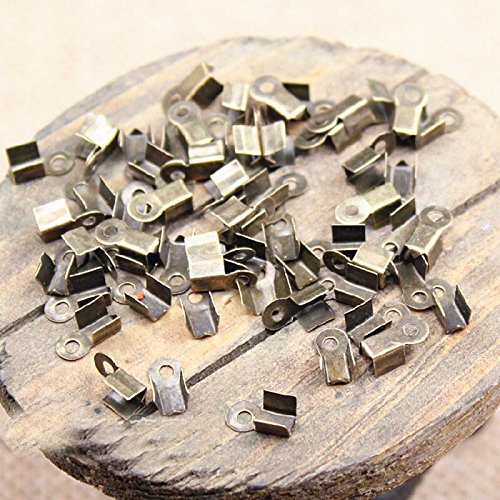 200 pcs Accessories Jewelry Leather Cord Ropes Crimp End Caps Pendant Pinch Clasp Bails Choker Necklace Beads Connector Bracelet Charms Hooks Buckle Toggle Findings (Bronze, 4 x 8 mm fit 3 mm cord)