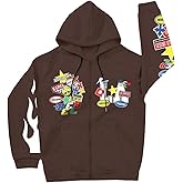 SOLY HUX Men's Y2k Graphic Zip Up Hoodies Drawstring Long Sleeve Casual Sweatshirt Jacket with Pockets