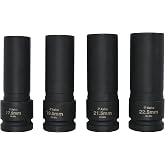 Astro Tools 78204 4-Piece 1/2" Drive 1/2 Size Thin Wall Lug Nut Socket Set - 17.5-22.5mm