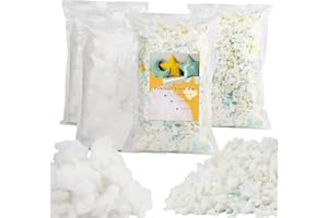 KGXULR Fiber Fill, 300g/10.58oz Polyester Fiber Fill, 300g/10.58oz Bean Bag Filler Foam, High Density Foam Fill Fiber, Fluff Stuffing Fiber and Shredded Memory Foam Filling for Dolls DIY, Pillows (600g)