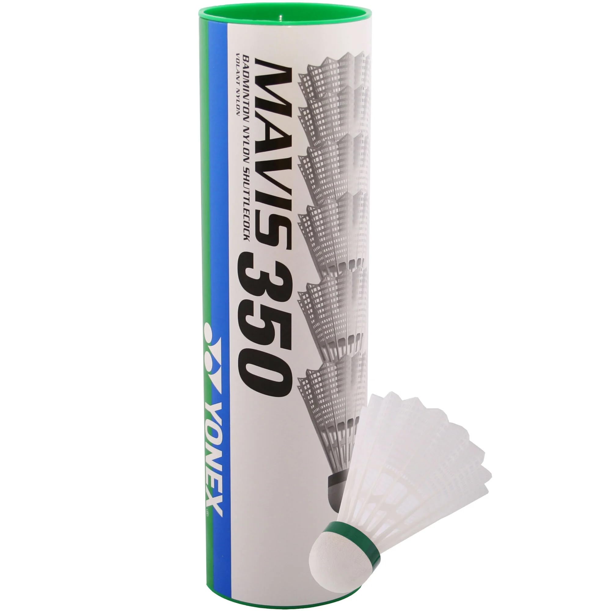 Yonex Mavis 350 Medium Speed Badminton Ball (Pack of 6) - White/Blue, One Size