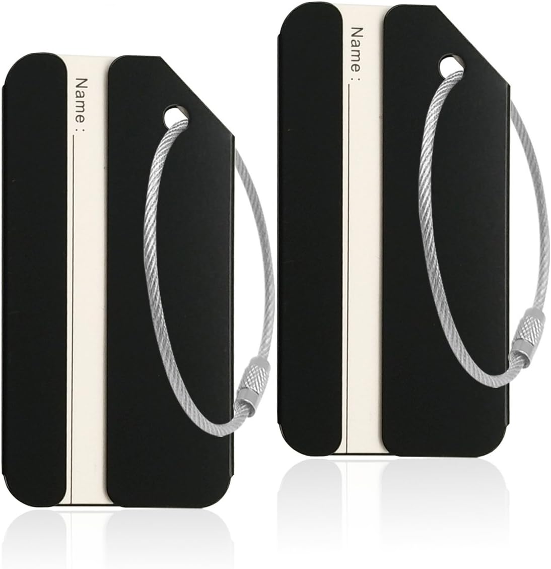 Aluminum Luggage Tag for Luggage Baggage Travel Identifier by Ovener (Black 2 Pcs)