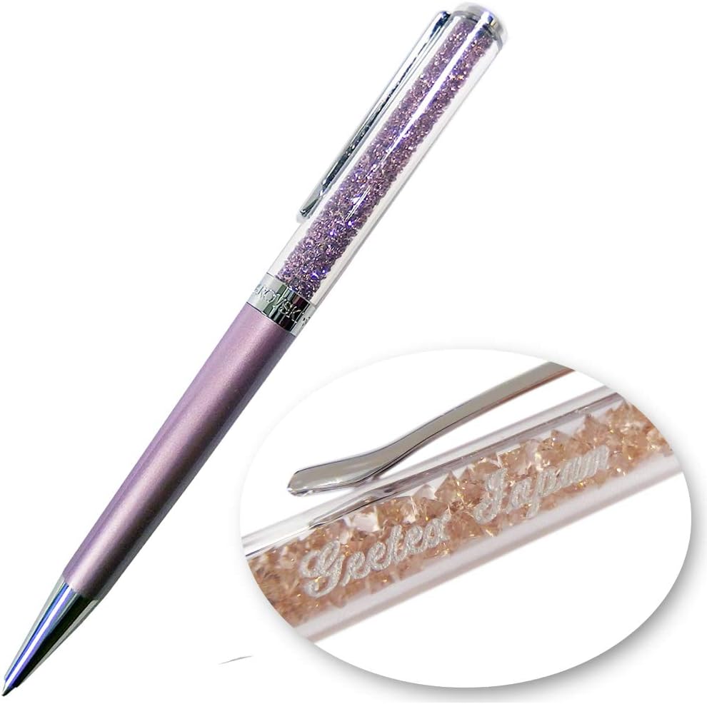 期間限定 名入れ無料 スワロフスキー Swarovski クリスタル Crystalline ボールペン 本体色 ライラック 彫刻文字色 シルバー 字体 筆記体 並行輸入品 油性ボールペン 文房具 オフィス用品 Amazon