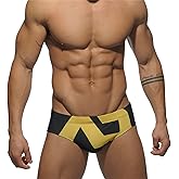 NUJOLI Men's Bikini Swimwear Sexy Low Rise Swimming Briefs with Adjustable Drawstring
