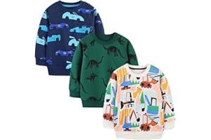GFQLONG Toddler Boy Sweatshirts,Boys Pullover Crewneck Long Sleeve Shirts,Cotton Dinosaur Cartoon Sweaters Tops