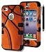 iPhone 4 Case, Bastex Heavy Duty Hybrid Case - Soft Black Silicone Cover Hard Basketball Design Case for Apple iPhone 4, 4g, 4s 4gsINCLUDES STYLUS