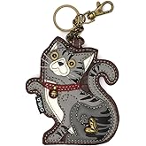 CHALA Cat Collection Women's Decorative Key Fob/Coin Purse Accessory (Gray Tabby Cat)