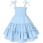 Happy Town Toddler Baby Girl Halter Boho Sundress Casual Smocked Dress Ruffle Hem Beach Summer Dresses Spring Ouftits