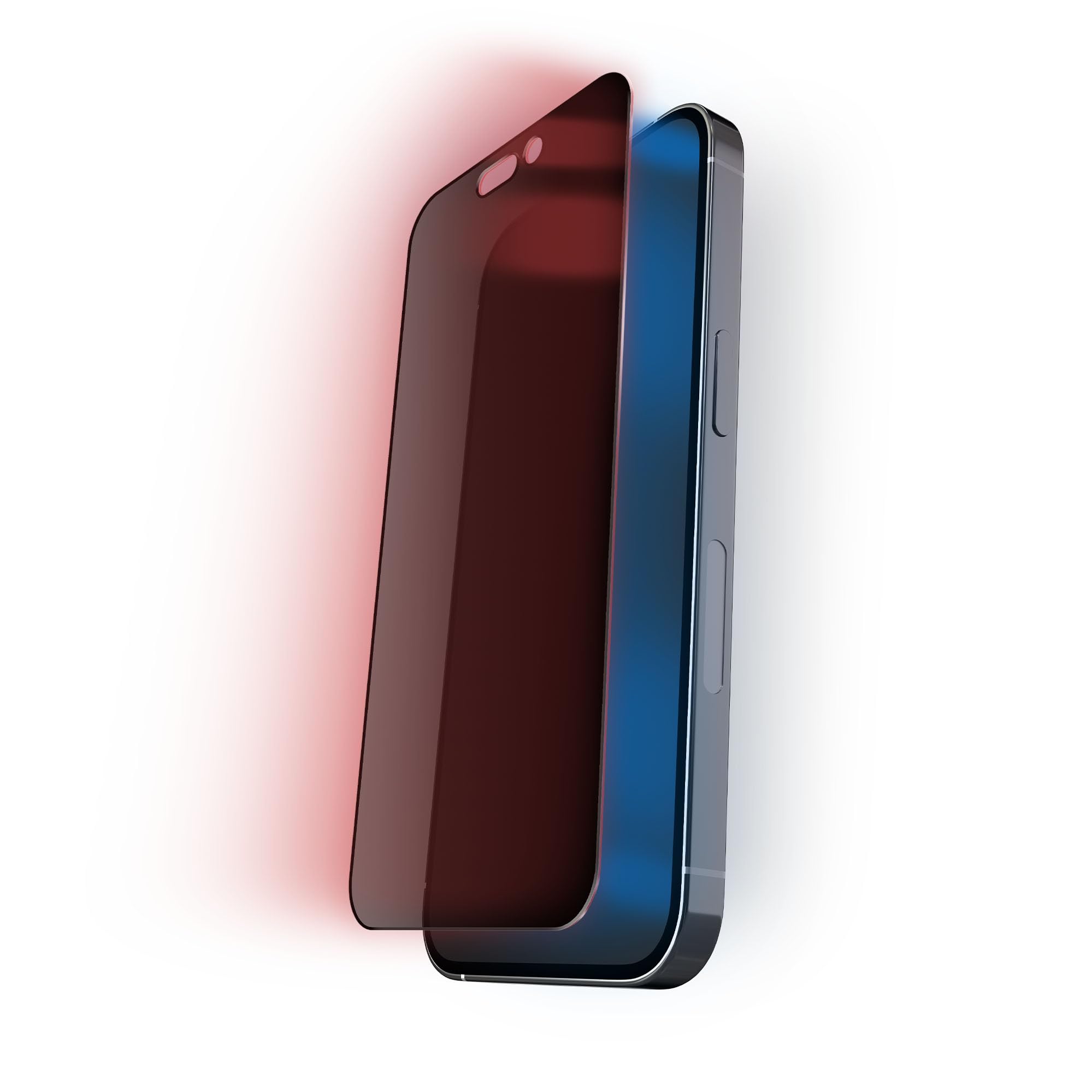 Photo 1 of BodyGuardz Red Light Privacy Converter Compatible with iPhone Devices Screen Protector - Impact Protection With Red Light Conversion - 2-way Privacy - 9H Hardness (for iPhone 17 Pro - 6.3 inch)