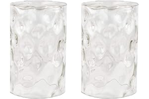Anmire 2 Pack Clear Water Ripple Glass Shade, Cylinder Light Fixture Replacement Globe or Cover with 1-5/8-Inch Fitter for Wall Sconce Chandelier Pendant Light, G0002