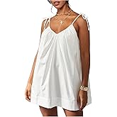 SOLY HUX Sundresses for Women Sleeveless Tie Shoulder Smocked Mini Dress Beach Vacation Outfits
