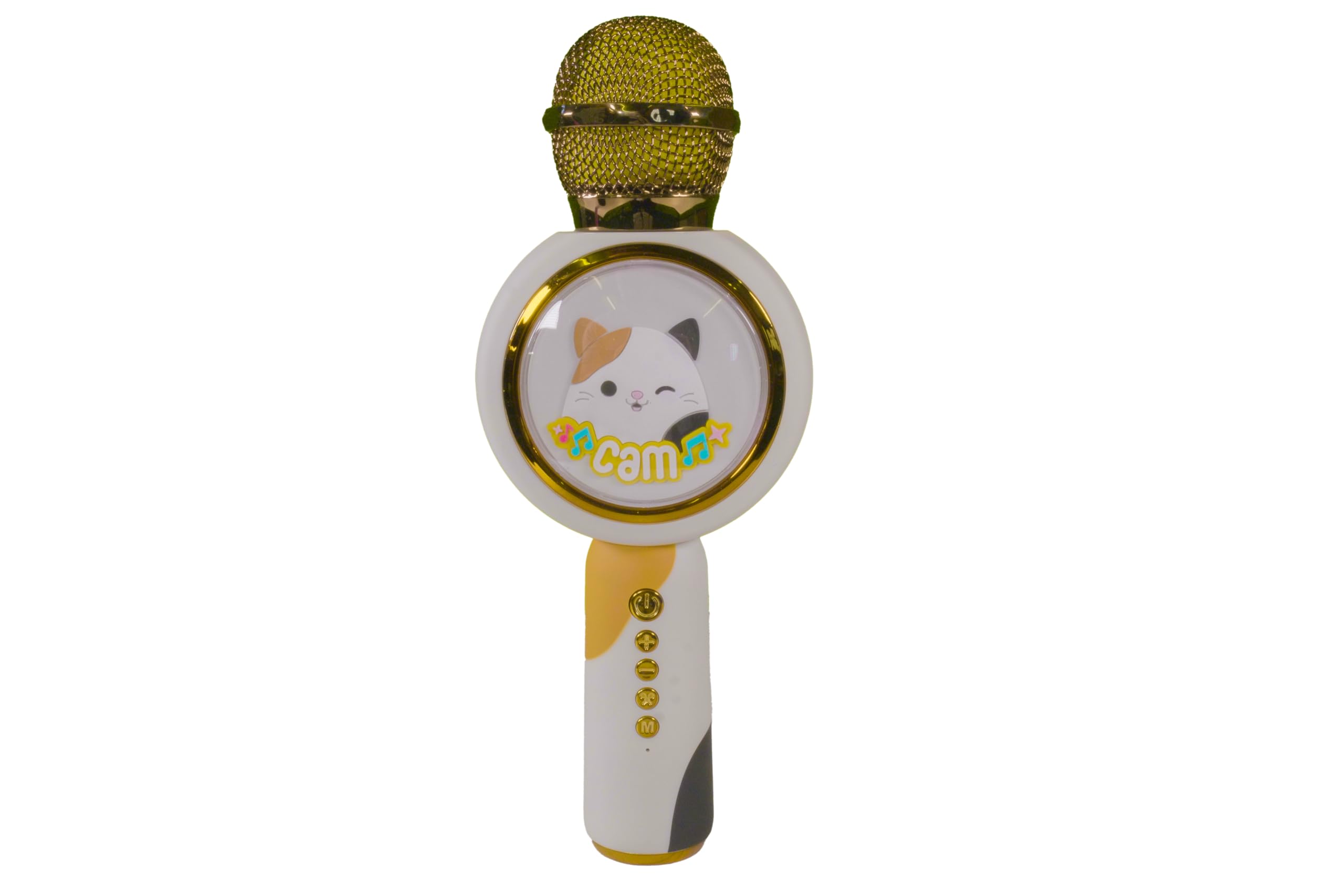 Squishmallows Cam The Cat Karaoke Microphone For Kids And Adults. Great Fun. With Colourful Flashing LED Lights, Built-In Bluetooth Speaker, MicroSD Playback And 10 Metres Range.