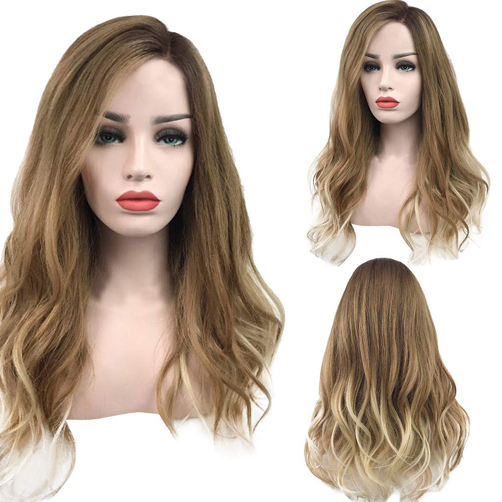 JoyJay Wigs For Women Lace Front Wavy Curly That Look Real,Fashion Wig Brown Synthetic Hair Long Wigs Wave Curly Wig,Beautiful,Cosplay Halloween