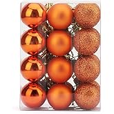 ZYBenda 24Pcs Shatterproof Shiny and Polshed Glossy Christmas Tree Ball Ornaments Decorations - 3 Style Christmas Hanging Balls for Holiday Wedding Party Decoration (1.2"/3CM, Orange)