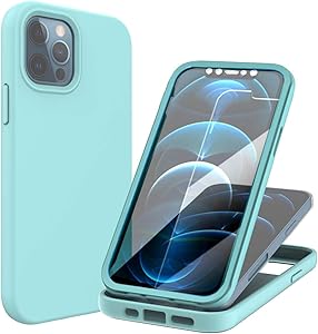 iPhone 12 6.1 Case Protective Apple iPhone12 Cover with Precise Cut Outs, Soft TPU & Rugged PC, Anti-Scratch, Dust Proof & Shock Proof, Stylish and Lightweight Smartphone Cases, (Light Blue) 