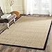 SAFAVIEH Area Rug 4x6 - Natural Fiber Collection - Natural & Black, Seagrass, Basketweave Pattern with Border (NF114C)