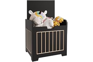 VILAWLENCE Kids Storage Chests & Trunks,Small Box Cube Toy Storage Organizer Black,Wooden Entryway Storage Bin For Home Books Clothes Toy,Small Square Nightstand ForPlayroom,Bedroom(15.4x11.8x15.3inches)
