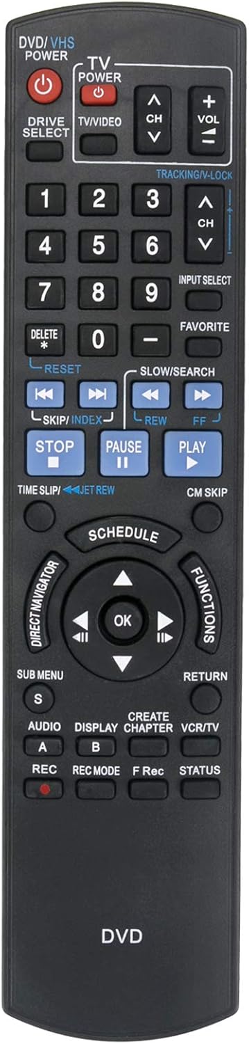 New N2qayb Replace Ir Remote Control Fit For Panasonic Dvd Vcr Dvdr Recorder Combos Diga Dmr Ez485vk Dmr Ez48 Dmr Ez485 Dmrez485v Dmr Ez485v Dmr Ez48vk Dmr Ez48ve Electronics Amazon Com