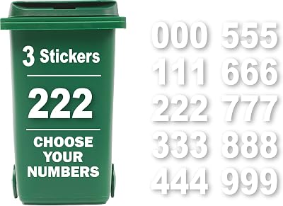 Rubigo 3 x Bin Numbers for Wheelie Bins 0-9 18cm Weatherproof Stickers
