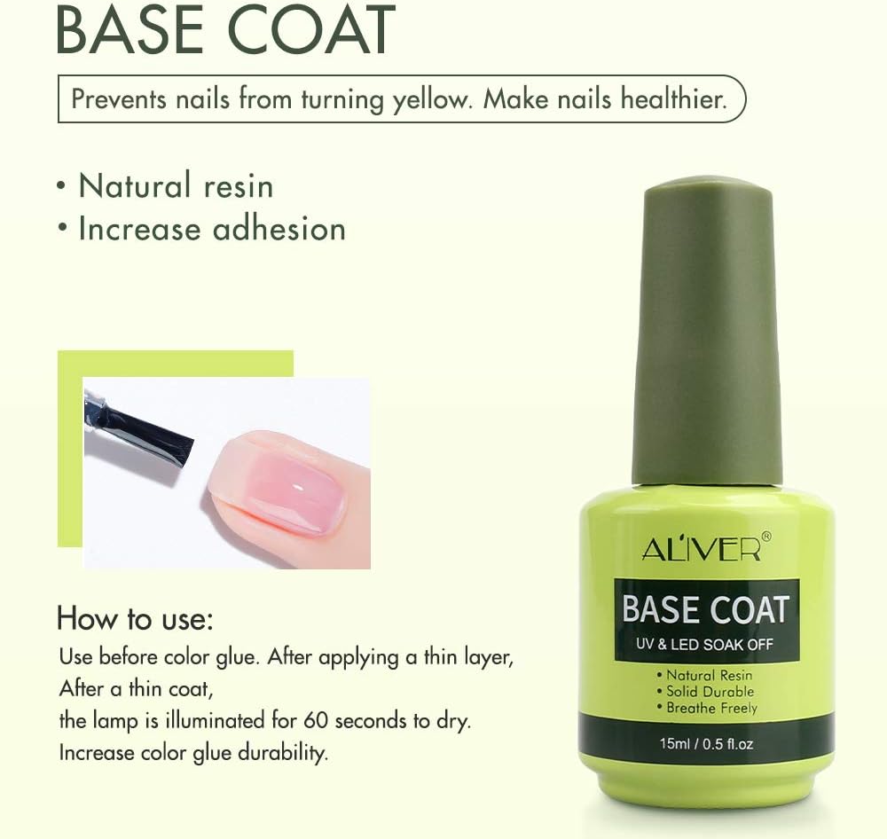 Gel Nail Polish Base and Top Coat - No Wipe Top Coat Matte & High Gloss Top Coat, UV/LED Soak Off Gel Nail Polish Kit for Home Nail DIY and Salon Use (3 x 15ml): Health & Personal Care