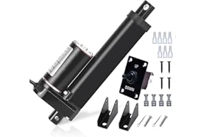 DC HOUSE 6 Inch (6") Stroke Linear Actuator 12V High Speed Actuator Motor 1000N 14mm/s with Brackets Mounting DC 12V Linear Actuator with Reverse Polarity Toggle Switch