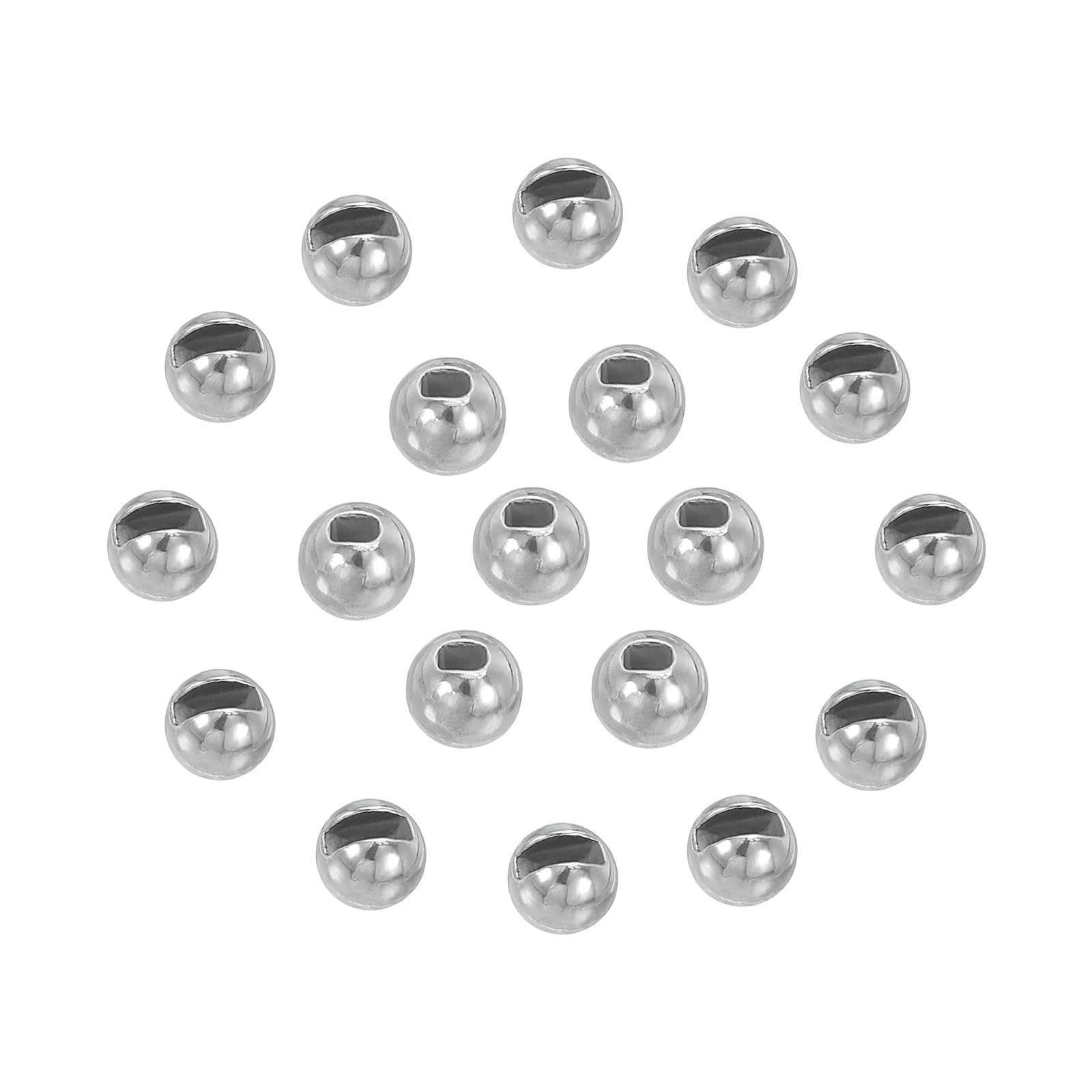 PATIKIL 2.8mm Fly Tying Tungsten Beads, 50 Pcs Tungsten Slotted Beads Tungsten Round Ball Beads for Jig Hooks Fishing Materials, Dark Silver