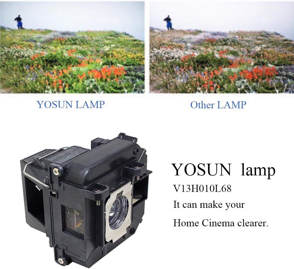 YOSUN v13h010l68 Projector Lamp Bulb for Epson Elplp68 PowerLite Home Cinema 3020 3010 3020e 3010e h450a h421a Replacement Projector Lamp Bulb: Home Improvement