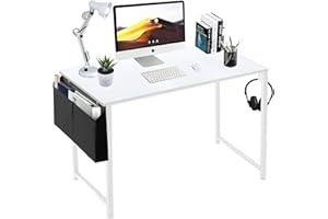 Lufeiya White Computer Desk for Bedroom - 40 inch Simple Modern Study Table Kid Girls Student Home Office Writing Desk, White