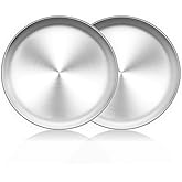 TeamFar Pizza Pan, 10 inch Pizza Pans Pizza Tray Stainless Steel for Oven Baking, Non Toxic & Healthy, Heavy Duty & Dishwasher Safe - Set of 2