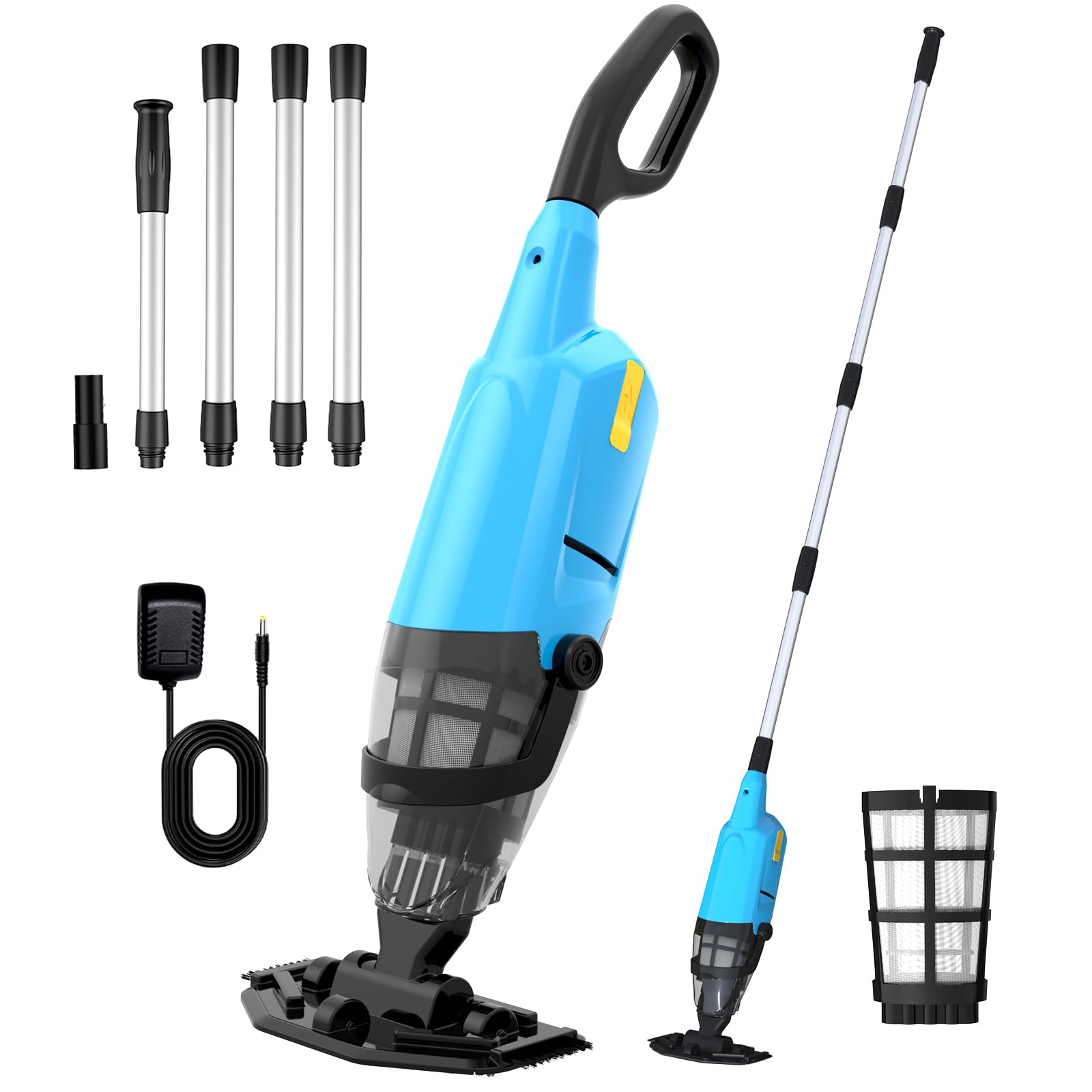 Photo 1 of AACULPET Pool Vacuum for Above Ground Pools, Rechargeable Portable Handheld Pool Vacuums with Brush Head, Aluminum Pole, 18 Gal/Min, Spa Vacuum for Hot Tub, Cordless Pool Vacuum for Inground Pools