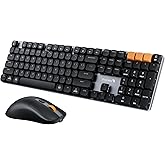 ProtoArc Mechanical Keyboard and Mouse, KM310 Wireless Rechargeable Aluminum Keyboard Mouse, 2.4G+Dual Bluetooth, Low Profile