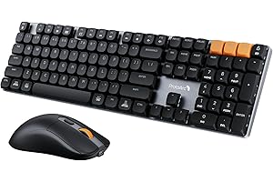 ProtoArc Mechanical Keyboard and Mouse, KM310 Wireless Rechargeable Aluminum Keyboard Mouse, 2.4G+Dual Bluetooth, Low Profile