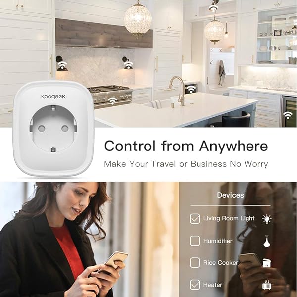 Enchufe Inteligente WiFi Koogeek Mini Smart Plug Control Remoto de Voz Funciona con AlexaGoogle Assistant Temporizador APP No Se Requiere Hub IOS y Android 2 4GHz WIFI 16A 2 Packs
