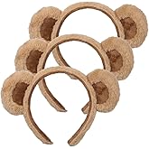 FRCOLOR 3 Pcs Bear Ears Headband Plush Fluffy Bear Hairband Animal Headwear Makeup Headband for Kids Adults Costume Party Cosplay Decoration