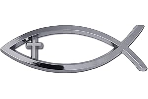Elektroplate Christian Fish with Cross OEM Chrome Emblem for Cars, Trucks, and All Auto | Universal Fit at 4" x 1.4" | Weatherproof