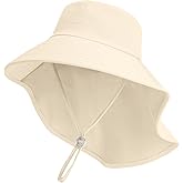 ZOORON Outdoor Kids Sun Hat with Neck Flap UPF 50+ Sun Protection Fishing Hat Wide Brim Summer Kids Beach Hats for Girls Boys