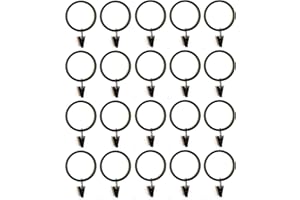 TEJATAN - 2 Inch - Metal Curtain Rings with Clips and Eyelets (Also Known as Rings with Curtain Clips/Curtain Clip Rings/Drapery Rings/Curtain Rings with Clips) (Set of 20)