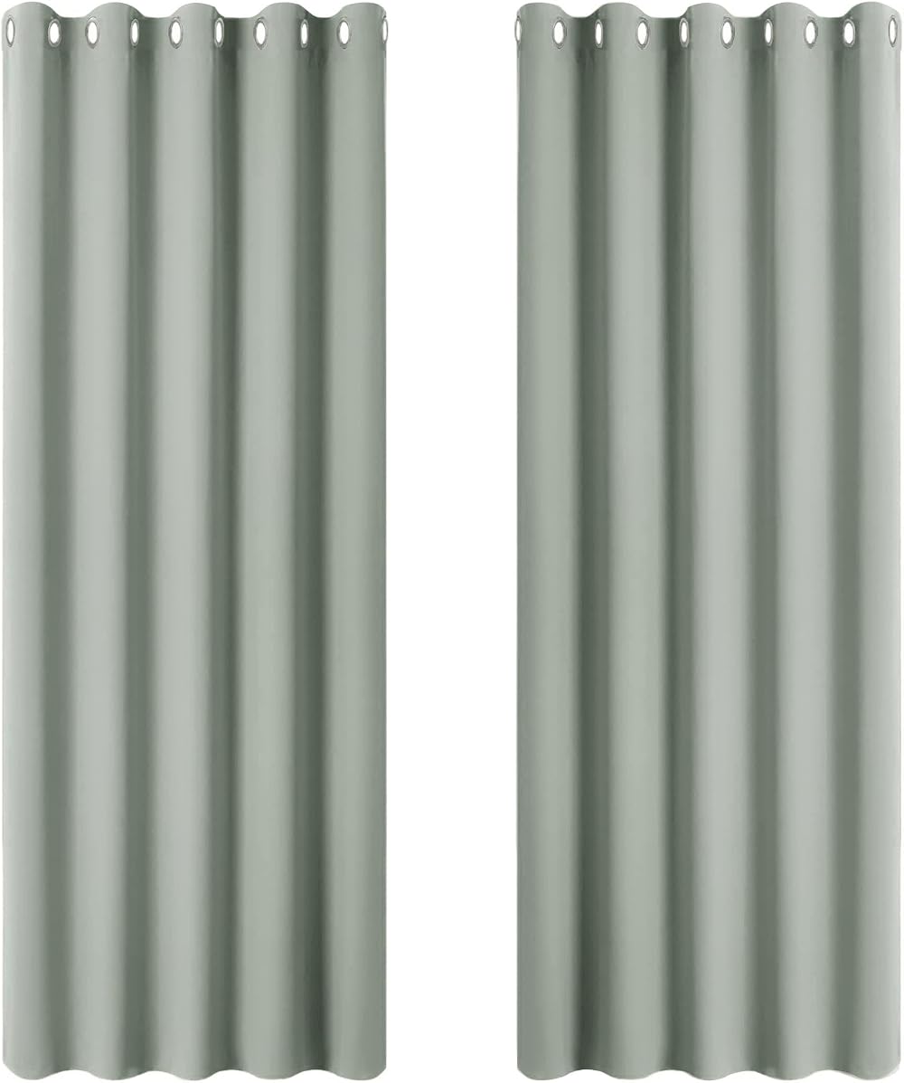 PONY DANCE Blackout Curtains Sage Green 66 x 54 Inches 2 Panels Eyelet