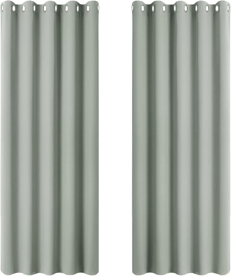 PONY DANCE Blackout Curtains Sage Green 66 x 54 Inches 2 Panels Eyelet