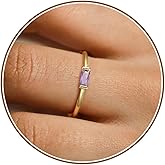 Stocking Stuffers for Teens, Birthstone Rings for Women Birthday Gifts for Teen Dainty 14K Gold Plated Rings 1-12 Months Birthstone Rings Size 5-10# Anniversary Christmas Gifts Wedding Promise Jewelry