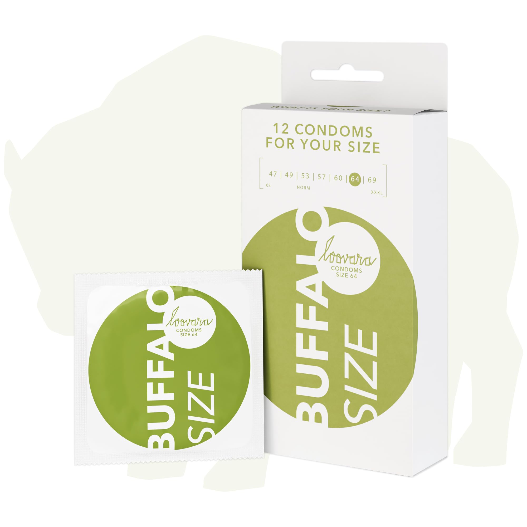 Loovara Intimate - Buffalo 64 Natural Condoms Size 64-12 Pieces