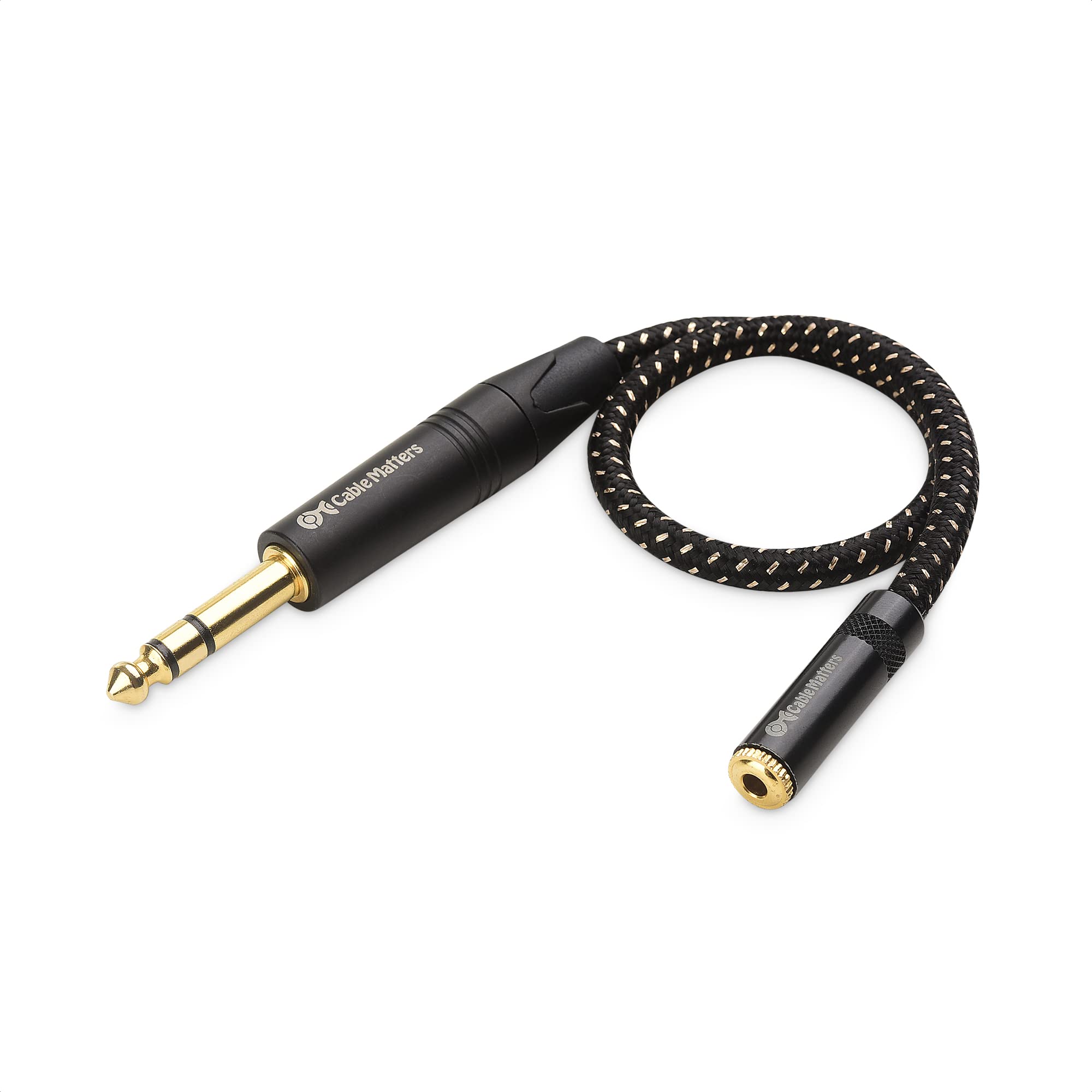 Cable Matters 6.35 to 3.5mm Adapter Cable (3.5mm Female to 6.35mm Male Stereo Audio Cable) in Black - 0.3 m
