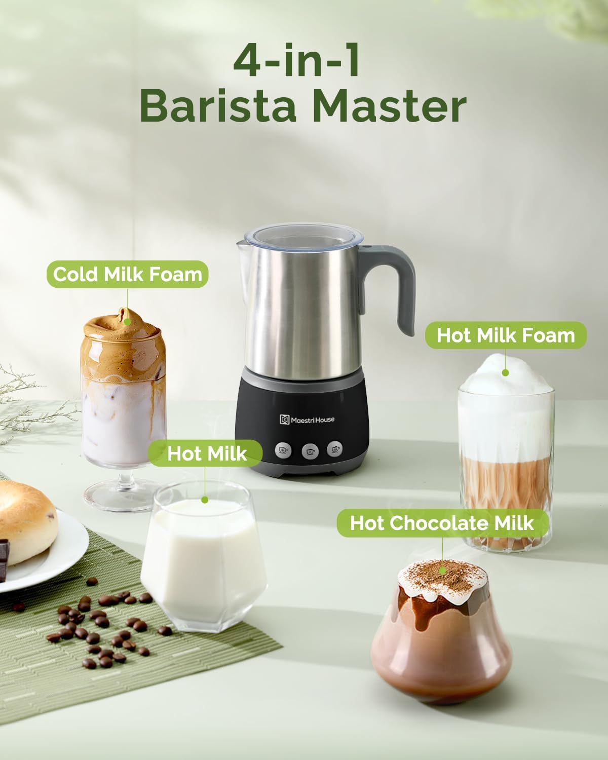 Maestri House Milchaufschäumer Elektrisch 500 ml Touch-Steuerung 6