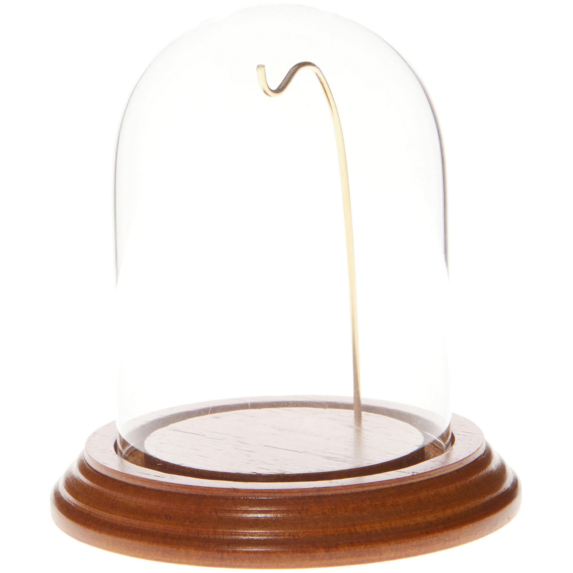 Plymor 3" x 4" Watch Glass Display Dome Cloche (Oak Veneer Base & Gold Wire) — image 1