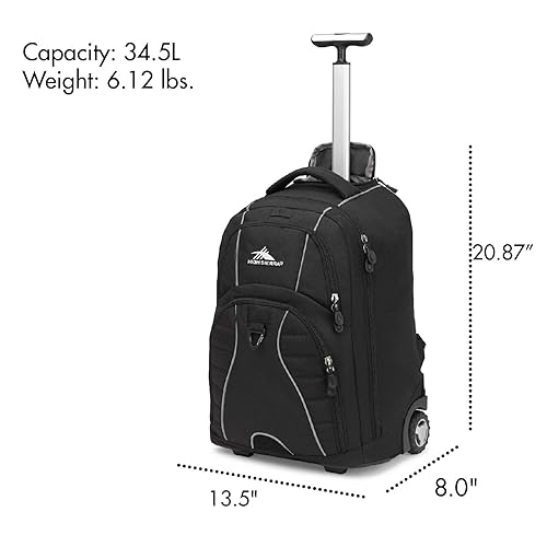 High Sierra Freewheel Wheeled Laptop Backpack, Black, One Size in