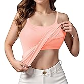 Women's Tank Tops with Built-in Padded Shelf Bra Adjustable Spaghetti Strap Camisole Cotton Layering Undershirts